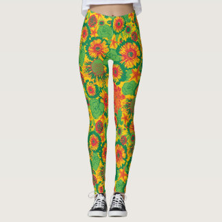 Funky handgezeichnete Blumen Leggings