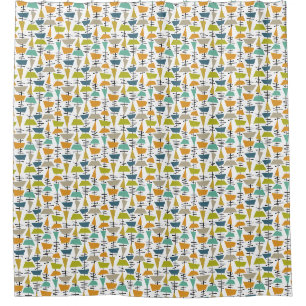 Funky Hanging Squares & Triangle Mitte Jahrhundert Duschvorhang