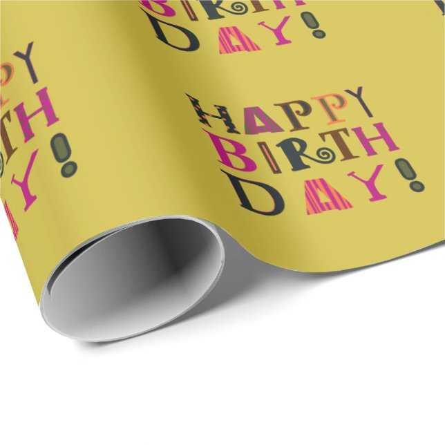 Funky Happy Birthday Packpapier (Rolleneckpunkt)