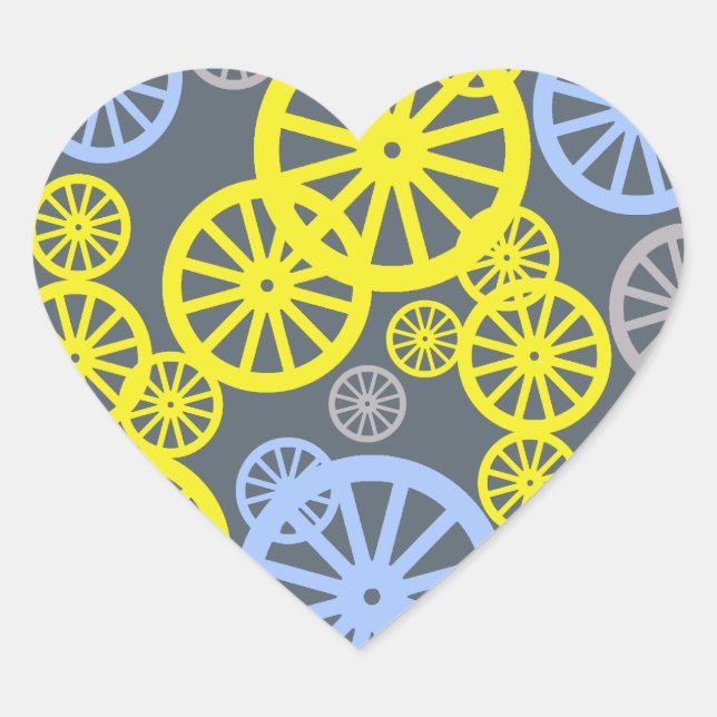 Funky Happy Wheel Muster Herz-Aufkleber (Vorderseite)