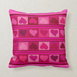 Funky Hearts und Quadrate| Rosa Fuchsia maul Kissen