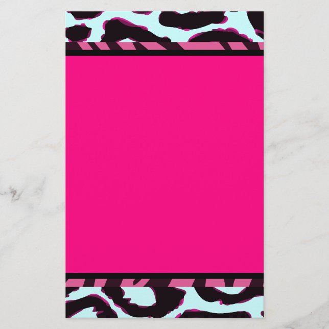 Funky heißes RosaZebracheetah-Set Briefpapier (Vorderseite)