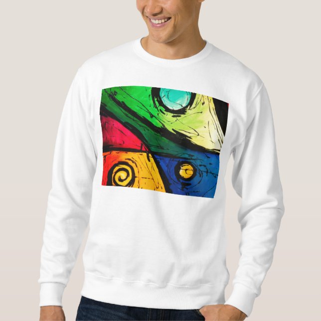 Funky helle Farbabstrakte Kunst Sweatshirt (Vorderseite)