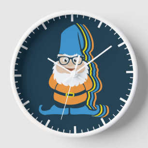 Funky Hipster Garden Gnome Illustration Uhr