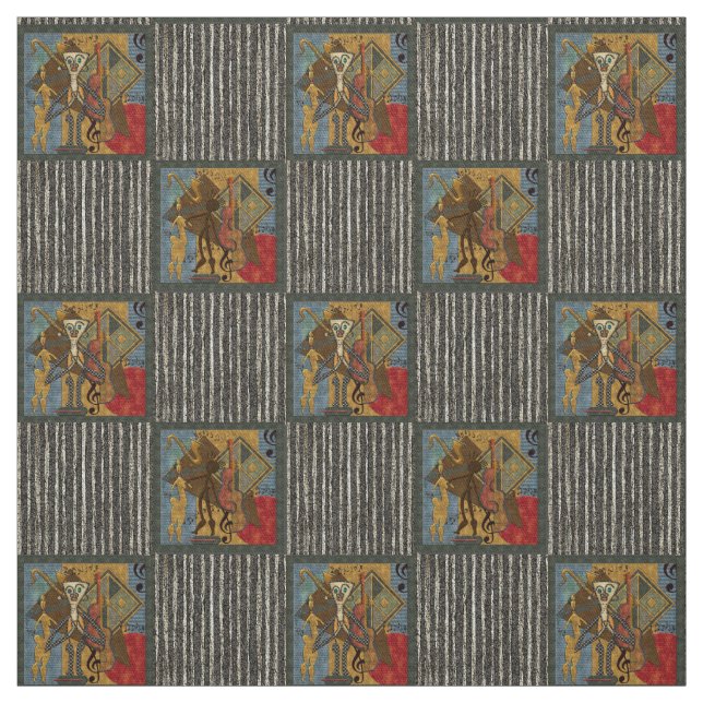 Funky Hot Jazz auf grungy Stripes 58" Cotton Twill Stoff (Muster)