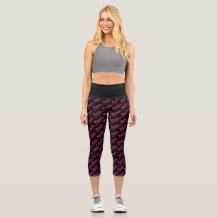 Funky Hot Pink Imitate Glitzer Gymnastik Queen Tex Capri Leggings