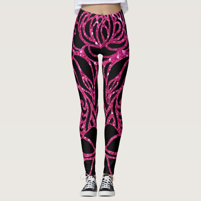 Funky Hot Pink Zebra Print Leggings (Vorderseite)
