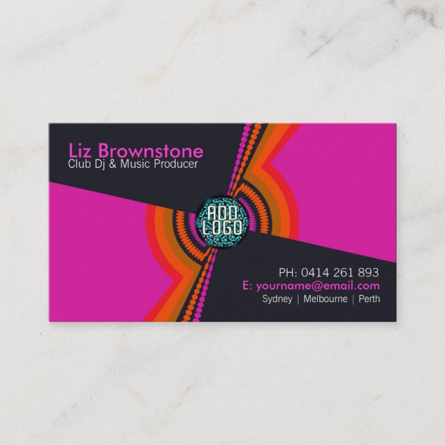 Funky House DJ Pink Black Business Card Visitenkarte (Vorderseite)