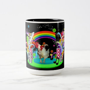 Funky Huhn-Party Zweifarbige Tasse