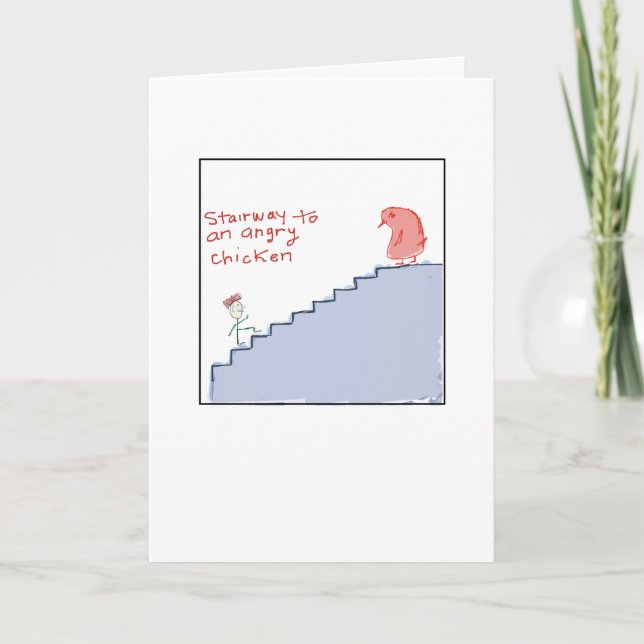Funky Illustrated Angry Chicken  Karte (Vorderseite)