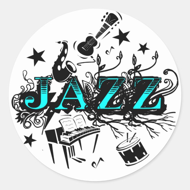 Funky Jazz Runder Aufkleber (Vorderseite)