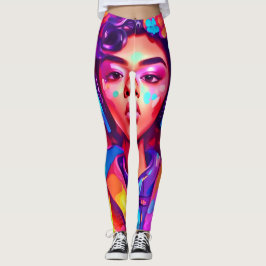Funky Lady Digital Artwork Leggings