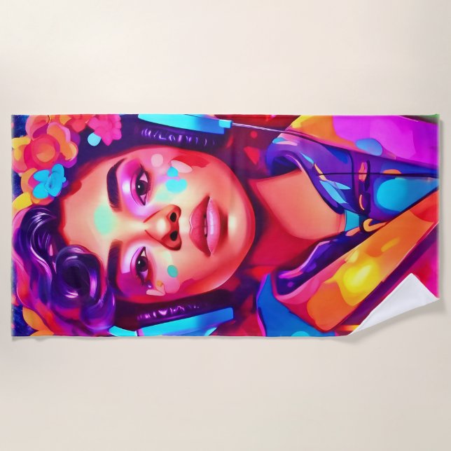 Funky Lady Digital Artwork Strandtuch (Vorderseite)