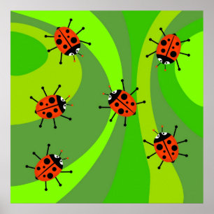 Funky Ladybugs Poster