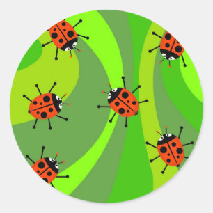 Funky Ladybugs Runder Aufkleber