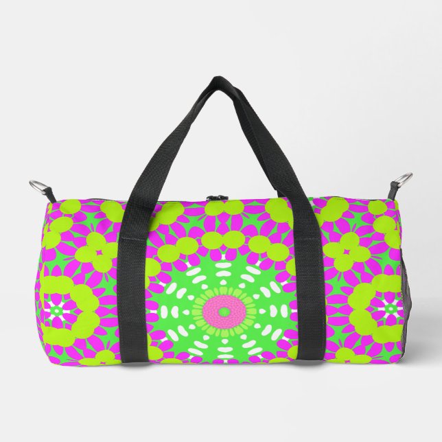 Funky Lavender, Lime Green & Yellow Girl Pattern Duffle Bag (Vorderseite)