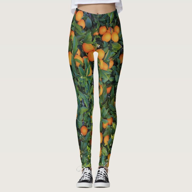 Funky Leggings des Orangenbaums mit Orangen und (Vorderseite)