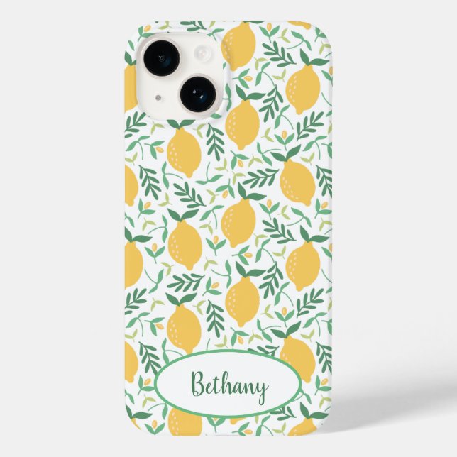 Funky Lemons and Blätter Chic Case-Mate iPhone Hülle (Rückseite)