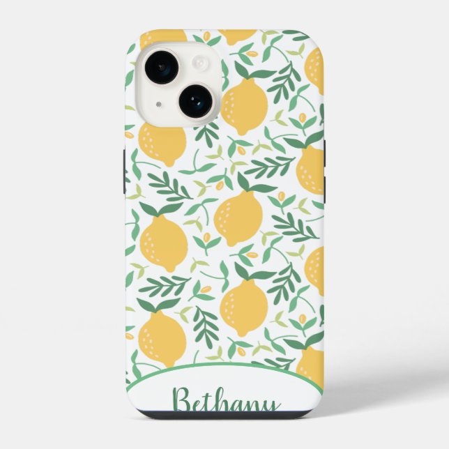 Funky Lemons und Leaves Chic iPhone Hülle (Rückseite)