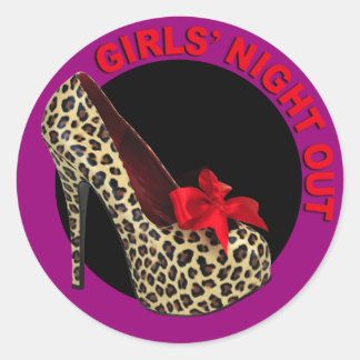 Funky Leopard Stiletto Girls Night Out Runder Aufkleber