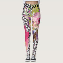 Funky Leopard und BlumenLeggings