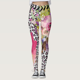 Funky Leopard und BlumenLeggings Leggings