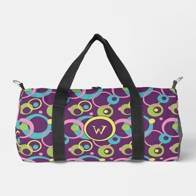 Funky Lila Circles Duffle Bag (Vorderseite)