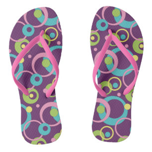 Funky Lila Circles Flip Flops