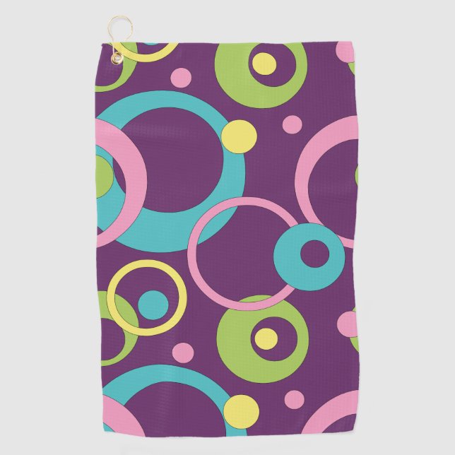 Funky Lila Circles Golfhandtuch (Vorderseite)