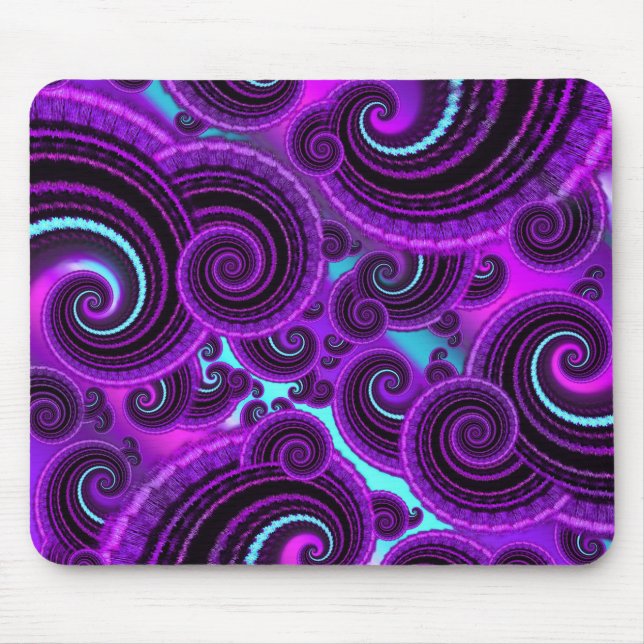Funky lila Strudel-Fraktal-Kunst-Muster Mousepad (Vorne)