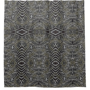 Funky Lines Mirrored Fraktal Tribal Style Muster Duschvorhang