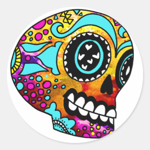 Funky Little Sugar Skulls von OneCuriousHuman Runder Aufkleber