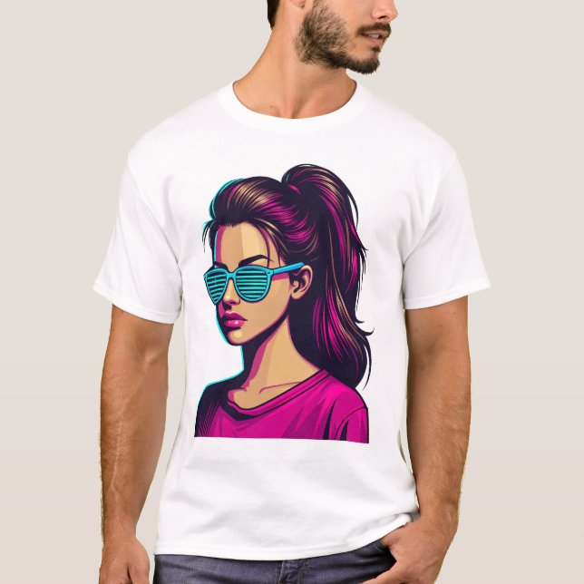 Funky Mädchen Cartoon T-Shirt (Vorderseite)