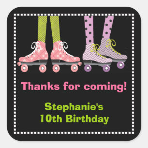 Funky Mädchen-Rollen-Skaten-Bevorzugungs-Aufklebe Quadratischer Aufkleber