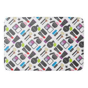 Funky Makeup Cosmetics Collage Pattern Badematte