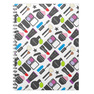 Funky Makeup Cosmetics Collage Pattern Notizblock