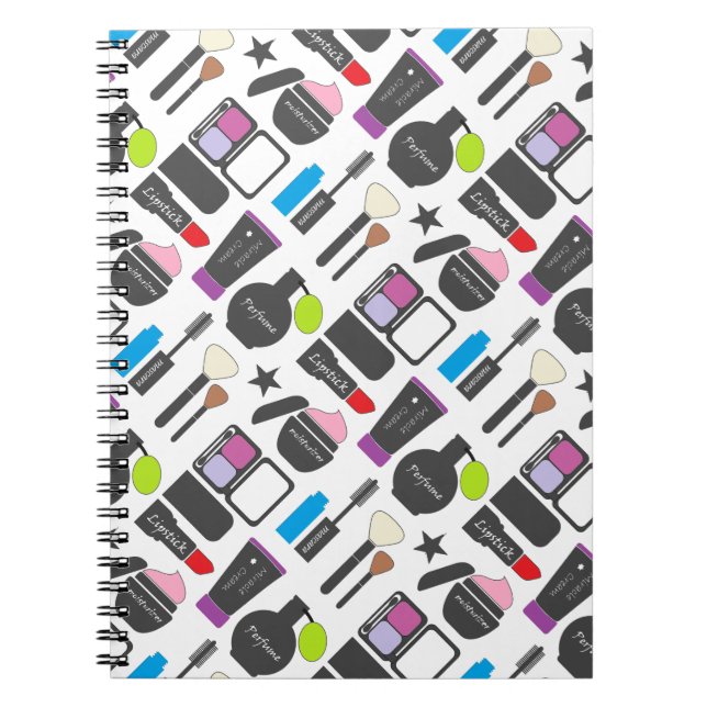 Funky Makeup Cosmetics Collage Pattern Notizblock (Vorderseite)