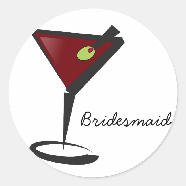Funky martini Fun Bridesmaid Favoriten Runder Aufkleber (Vorderseite)