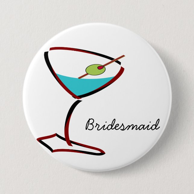 Funky martini red Bridesmaid Favoriten Button (Vorderseite)