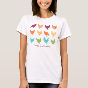 Funky Mehrfarbiges Hühnermuster T-Shirt