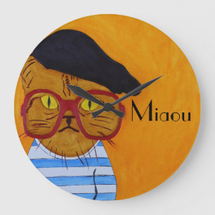 Funky Miaou Wall Clock! Große Wanduhr