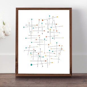 Funky Mid Century Lines and dots Retro Poster