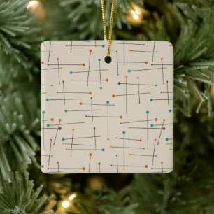 Funky Mid Century Lines Pattern Retro Weihnachten Keramikornament