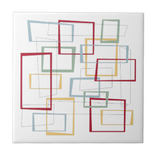 Funky Mid-Century-Modern-Quadrate Fliese