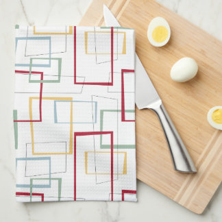 Funky Mid Century Red Blue Green Yellow Squares Geschirrtuch