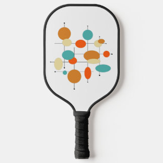 Funky Mid Century Retro Orange Turquoise Circles Pickleball Schläger