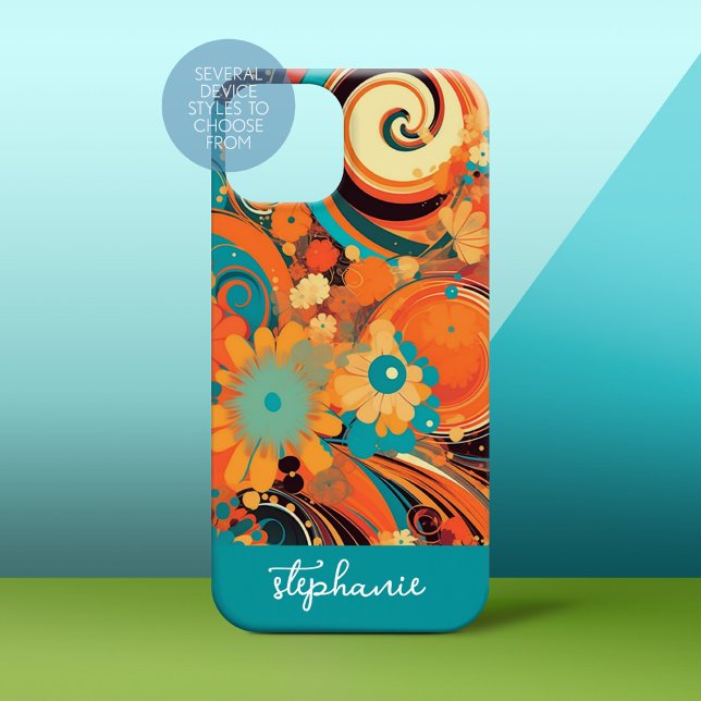 Funky Mod Blume Design mit Wirbel - Skriptname Case-Mate iPhone Hülle (Personalized Phone Case)
