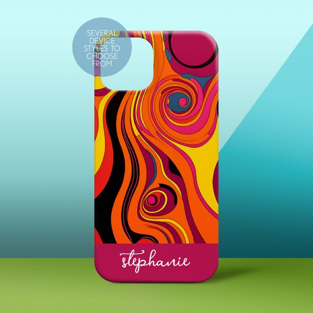 Funky Mod Swirl-Design mit Kurven - Skriptname Case-Mate iPhone Hülle (Personalized Phone Case)