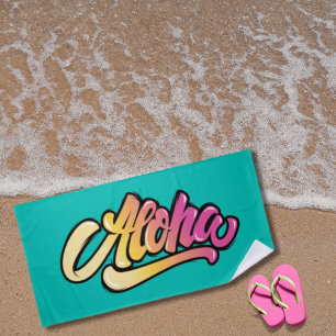 Funky Modern Topas Dunkle Türkis Aloha Strand Strandtuch