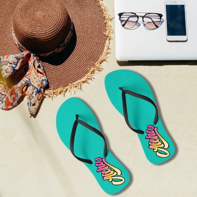 Funky Modern Topaz | Dark Türkise Beach Flip Flops (Von Creator hochgeladen)